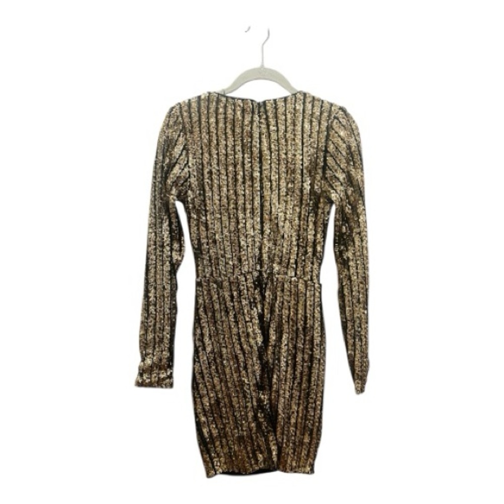 NWT Lulu's Elegant Gold Sequin Black Party Tulip Mini Dress |  New Years Eve - Picture 12 of 16